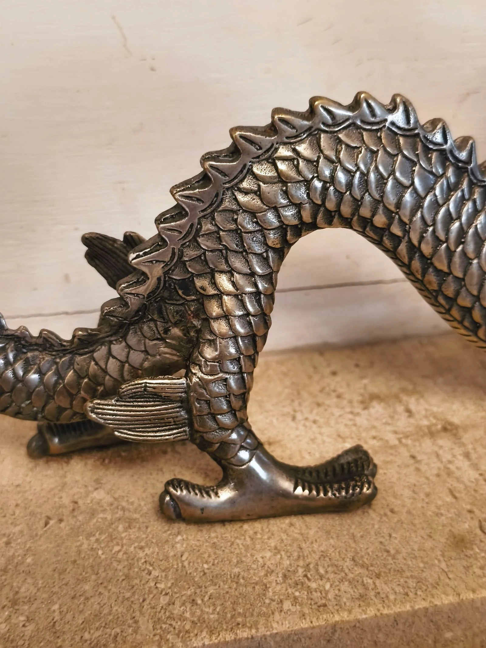 Figura escultura de bronze prateado Dragão loon – photo 9